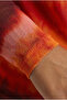 Women's Orange Mock Neck Printed Lined Long Sleeve Tulle Fabric Blouse - 4