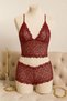 Women's Burgundy Lace Bralette Shorts Set – Noble and Sophisticated Lingerie - 3