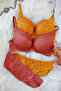 Women's Mustard and Brick Color Padded Underwire Bra Panties 2 Pack