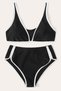 Women's Black Padded High Waist Bra Panties Set - 3