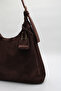 Women's Large Size Leather Charm Adjustable Shoulder Strap Hand and Shoulder Bag Suede Bitter Brown - 3