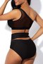 Women's Black High Waist Tulle Detailed Bra Panties Set - 3