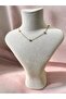 Five nazar beaded thin chain steel necklace - gold - 2