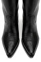Black Matte Leather Staple Pin Detail Medium Hole Perforated Summer Pointed Toe Western Cowboy Boots - 6