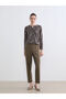 Beige Crew Neck Patterned Blouse - 2
