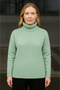 Fisherman Collar Knitted Sweater Cotton Thick Corded Fabric Weaving - Mint Green