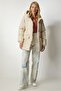 Women's Oversized Puffer Coat Hooded - 4 Pocket Detailed Zippered Winter Casual Coat - 4