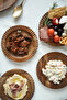 4-Piece Acacia Wood Appetizer Plate with Edge Detail