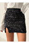 Sequined Slit Lined Mini Skirt - 2