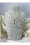 Steel Necklace with Swan Figure and Zircon Stone in Gold - 6