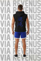 Kaos Printed Hooded Sleeveless Sports T-Shirt and Piped Sports Shorts Set Gym & Fitness Combo