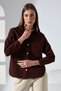 Women's Oversized Cut Gabardine Shirt Jacket Coffee Color Casual Elegance -Bnj4881 - 4
