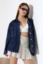 New Season Oversized Denim Jacket Shirt Blue Dark Enzyme Color Casual Chic -Bnj4893 - 4