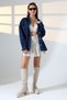 New Season Oversized Denim Jacket Shirt Blue Dark Enzyme Color Casual Chic -Bnj4893 - 2