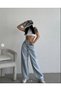 Luka Light Blue Snow High Waist Buckle Baggy Jeans Women's Lycra-Free Denim Pants - 3