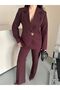 Blazer Jacket Wide Leg Pants Set Gold Button Detail