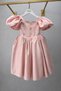 Girl's Powder Evening Dress – Balloon Sleeves, Stone Embellishment Detail - 5