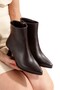 Dark Brown Short Goblet Heeled Women's Boots Kurabe - 3