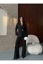 Blazer Jacket Wide Leg Pants Set Gold Button Detail - 7
