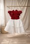 Girl's Red Velvet Bow White Layered Evening Dress - 2