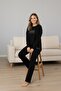Women's Long Sleeve Love Printed Black Tracksuit Set Comfortable Fit C1T2N07