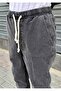 Men's Jogger Jeans – Elastic Waist & Legs, Washed Denim Smoked Anthracite - 6