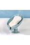 Leaf Shaped Soap Dish with Suction Cup and Water Drain, Plastic, Soap Dish, for Kitchen, Bathroom - 3