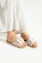 White Open-Front Bowtie Straw Knit Outdoor and Home Slippers - 2