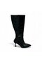 Black Leather (Roi) Gold Buckle Detailed Heeled Women's Boots - 4