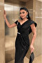 Patterned Sequined Fabric Design Dress - BLACK - 4