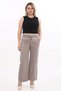 Women's Brown Summer Stone Logo Printed Pipe Leg Trousers