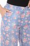 Women's Blue Summer Floral Printed Cotton Linen Pants - 4