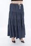 Women's Navy Blue Summer Elastic Waist Lace-Up Long Skirt - 4
