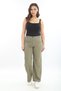 Women's Khaki Summer Pockets Zippered Pipe Leg Trousers