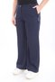 Women's Navy Blue Summer Trousers with Zippered Pockets and Flared Legs - 4