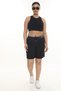 Women's Black Summer Lace-Up Stoned Elastic Bermuda Shorts