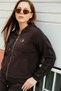 Women's Brown Winter Zippered Hooded Custom Embroidered Comfortable Velvet 2-Piece Set - 3