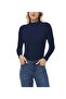 Women's Long Sleeve Turtleneck Stretch Fabric Combed Cotton Body Blouse - 3