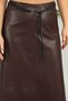 Women's Brown Winter Belted Faux Leather Skirt - 4