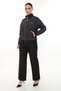 Women's Black Gray Seasonal Zippered Custom Logo Elastic Waist Pipe Leggings 2-Piece Set - 3
