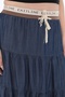 Women's Navy Blue Summer Elastic Waist Lace-Up Long Skirt - 5