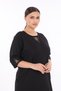 Women's Black Summer Dress with Stones on Sleeves & Collar, Plus Size - 4