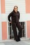 Women's Brown Winter Zippered Hooded Custom Embroidered Comfortable Velvet 2-Piece Set