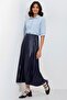 Leather-Look Pleated Skirt - Navy Blue