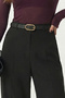 Belted Wide Leg Stretch Knit Pants Lby0035 Black - 3