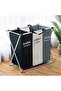 Laundry Basket Cloth Hamper Sorter Basket Foldable 3 Sections with Aluminum Frame - 7