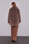 Brown Sequin Pattern Midi Coat - 6