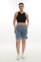 Women's Navy Blue Summer Special Logo Stone Lace-Up Bermuda Shorts