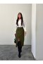 Women's Skirt with Cut-Out Front Slit Linen Skirt - 2