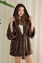 Wellsoft Plush Extra Soft Hooded Short Dressing Gown with Pocket Detail - 4